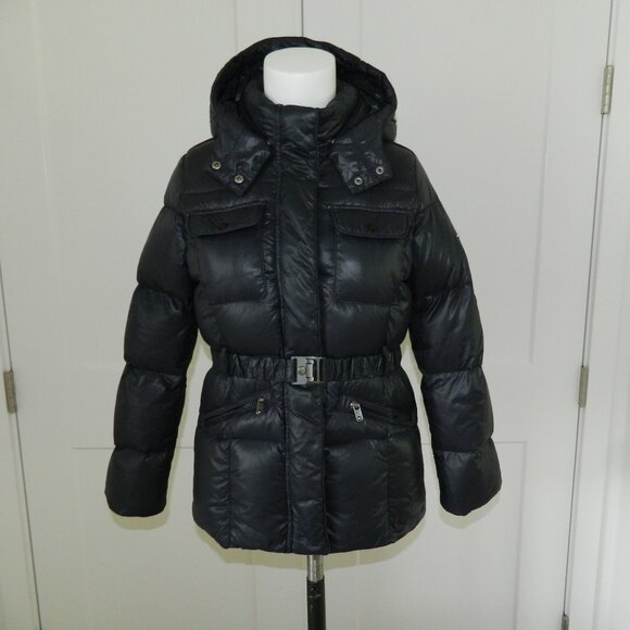 Eddie Pen Piuma Girl’s Winter Black Puffer Belted Goose Down Jacket sz 10 MINT